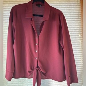 1. State Tie Front Button Down Blouse